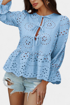 Kayden Blusa Bohemia de Encaje con Corte Fluido