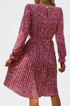 Evabeth Vestido Midi Plisado de Leopardo