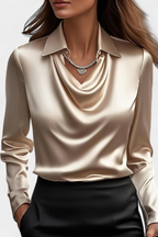 Dilnaz Blusa Satinada con Escote en Cascada