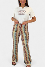 Carlie Pantalón Acampanado Estampado Retro