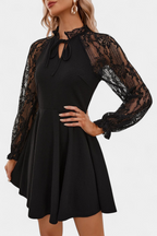 Jasella Vestido Mini de Encaje Floral con Mangas Largas