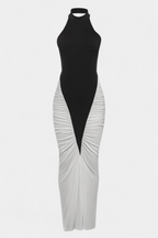 Ariana Vestido Midi Bicolor con Plisado