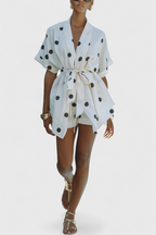 Avila Conjunto de Kimono con Nudo y Shorts con Lunares