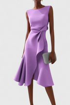 Claudia Vestido Midi Asimétrico con Drapeado Elegante