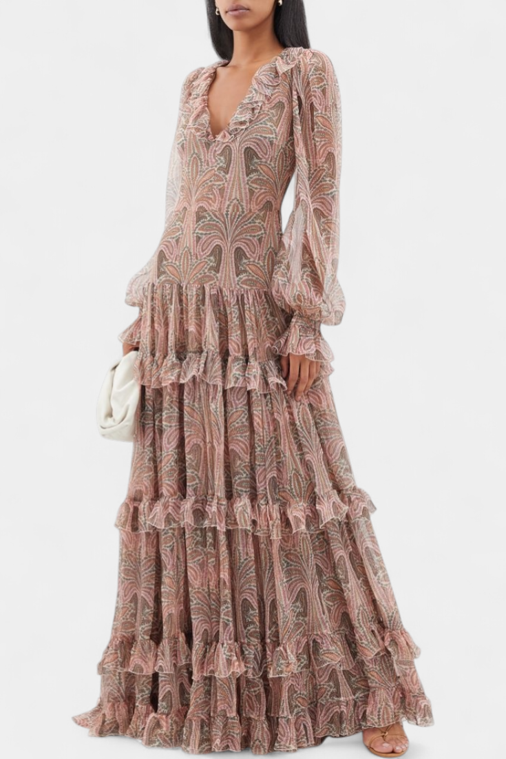 Ayla Vestido Maxi con Estampado Paisley Vintage