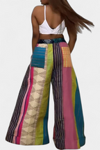 Claudine Pantalones Casual de Pierna Ancha con Estampado a Rayas