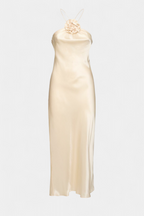 Elvera Vestido Midi Halter con Rosetas