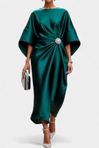 Ubelia Vestido Largo de Satén con Brillo Luxe