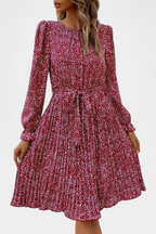Evabeth Vestido Midi Plisado de Leopardo