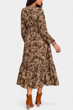 Lunetta Vestido Maxi Bohemio con Estampado Floral y Mangas Farol