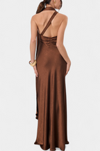 Robina Vestido Largo Asimétrico en Bronce