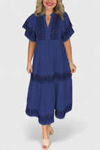 Allona Vestido Maxi Boho con Escote en V y Corte Relajado