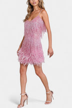Adena Vestido Mini de Plumas