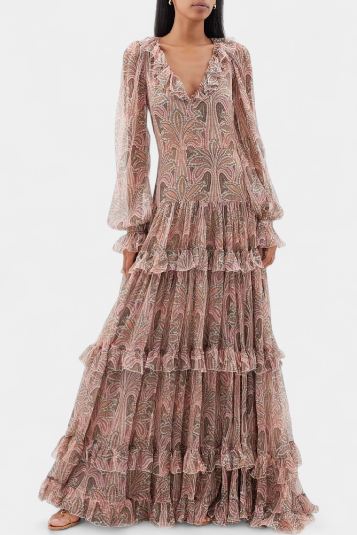 Ayla Vestido Maxi con Estampado Paisley Vintage