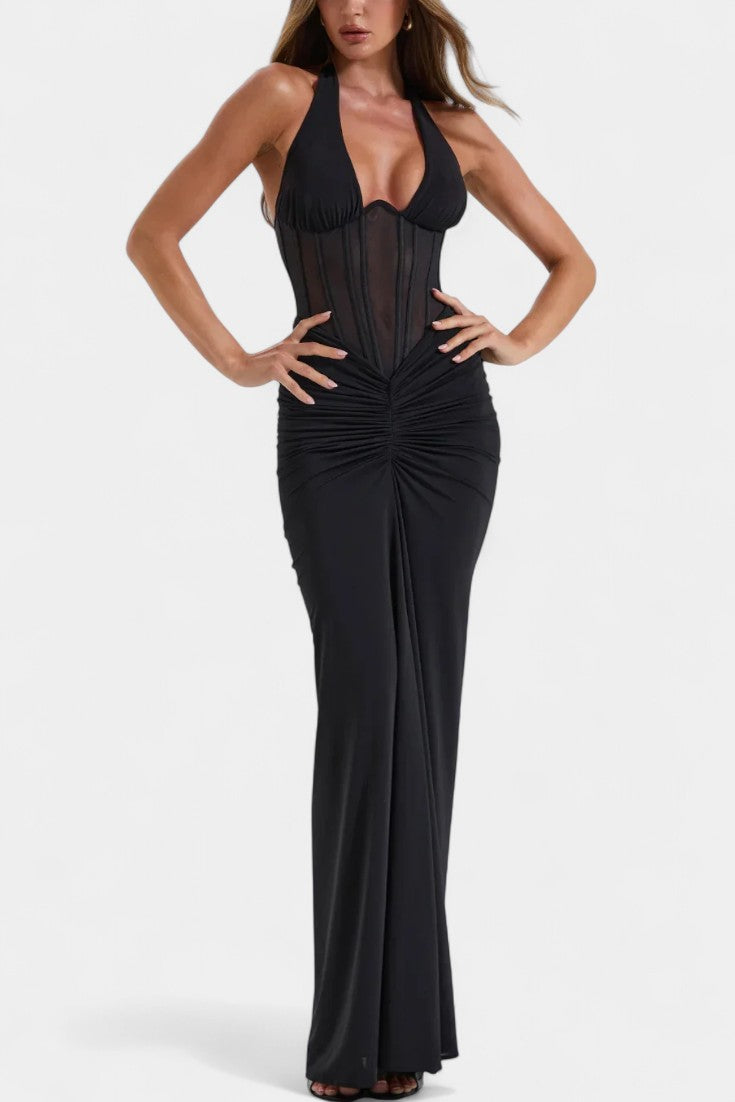 Angelina Vestido Corset con Falda Maxi Fruncida