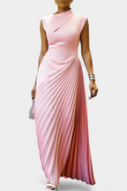 Elyna Vestido Maxi Asimétrico sin Mangas con Cuello Mock