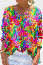 Omari Blusa Holgada de Estampado Bohemio Retro