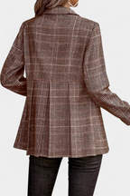 Calico Chaqueta Peplum a Cuadros con Solapa de Muesca