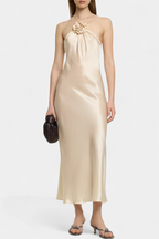 Elvera Vestido Midi Halter con Rosetas