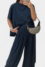 Trista Conjunto Casual de Top Suave y Pantalones de Pierna Ancha