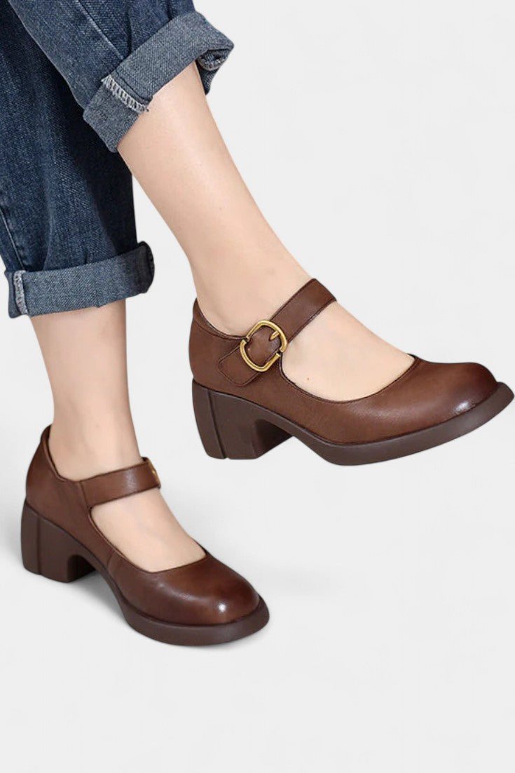 Agnes Zapatos Mary Janes de Cuero