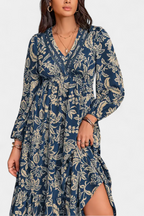 Lunetta Vestido Maxi Bohemio con Estampado Floral y Mangas Farol