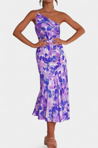 Reya Vestido Asimétrico de Un Hombro con Estampado Floral