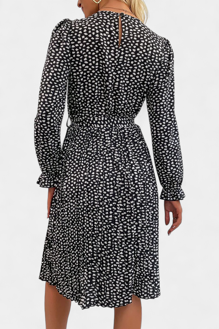 Evabeth Vestido Midi Plisado de Leopardo