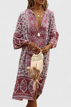Chinara Vestido Largo Boho con Bordado Étnico y Silueta Relajada