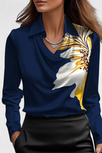 Dilnaz Blusa Satinada con Escote en Cascada