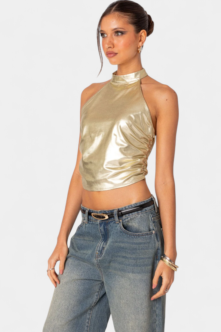 Anna Blusa Halter Metálico Karter