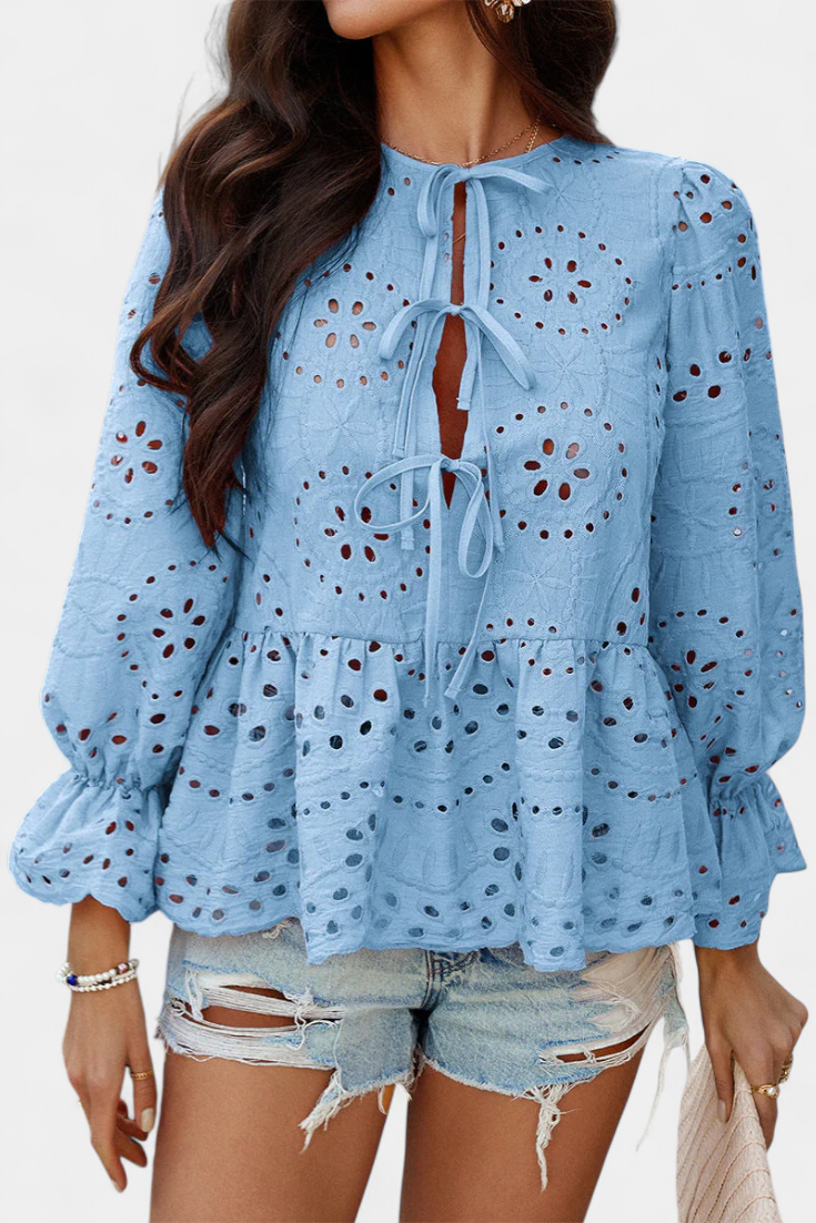 Kayden Blusa Bohemia de Encaje con Corte Fluido