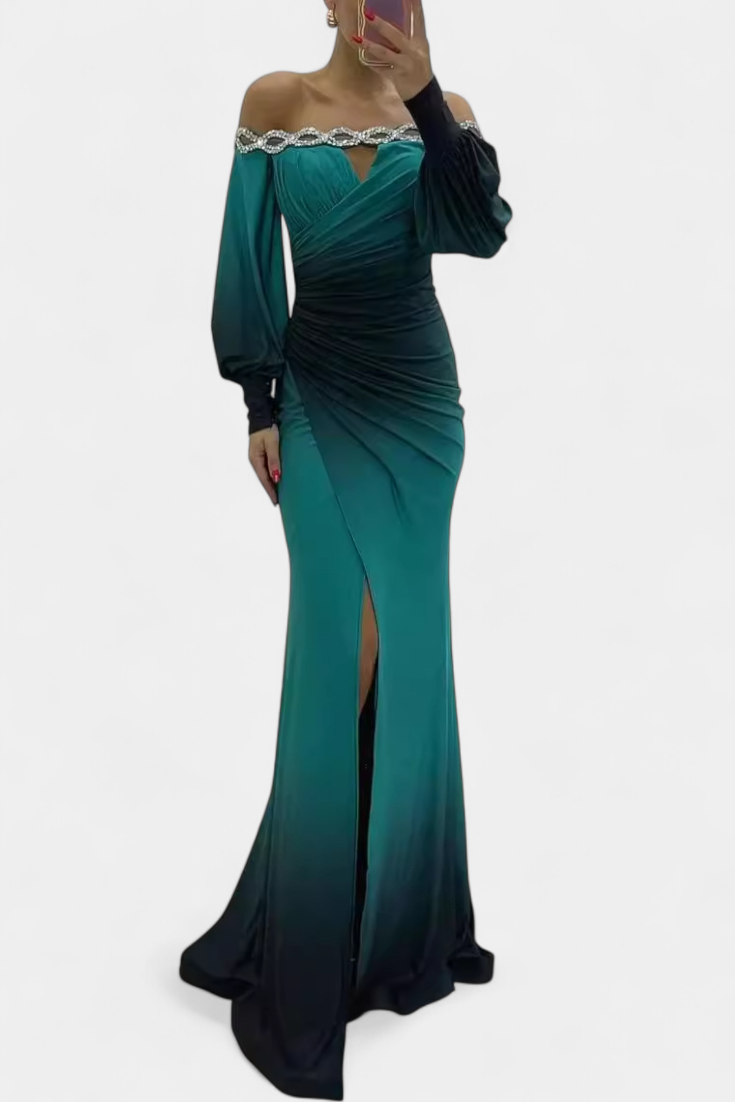 Julitta Vestido Maxi Ombre con Hombros Descubiertos