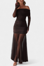 Desiree Vestido Maxi Strapless con Fruncidos Esculturales