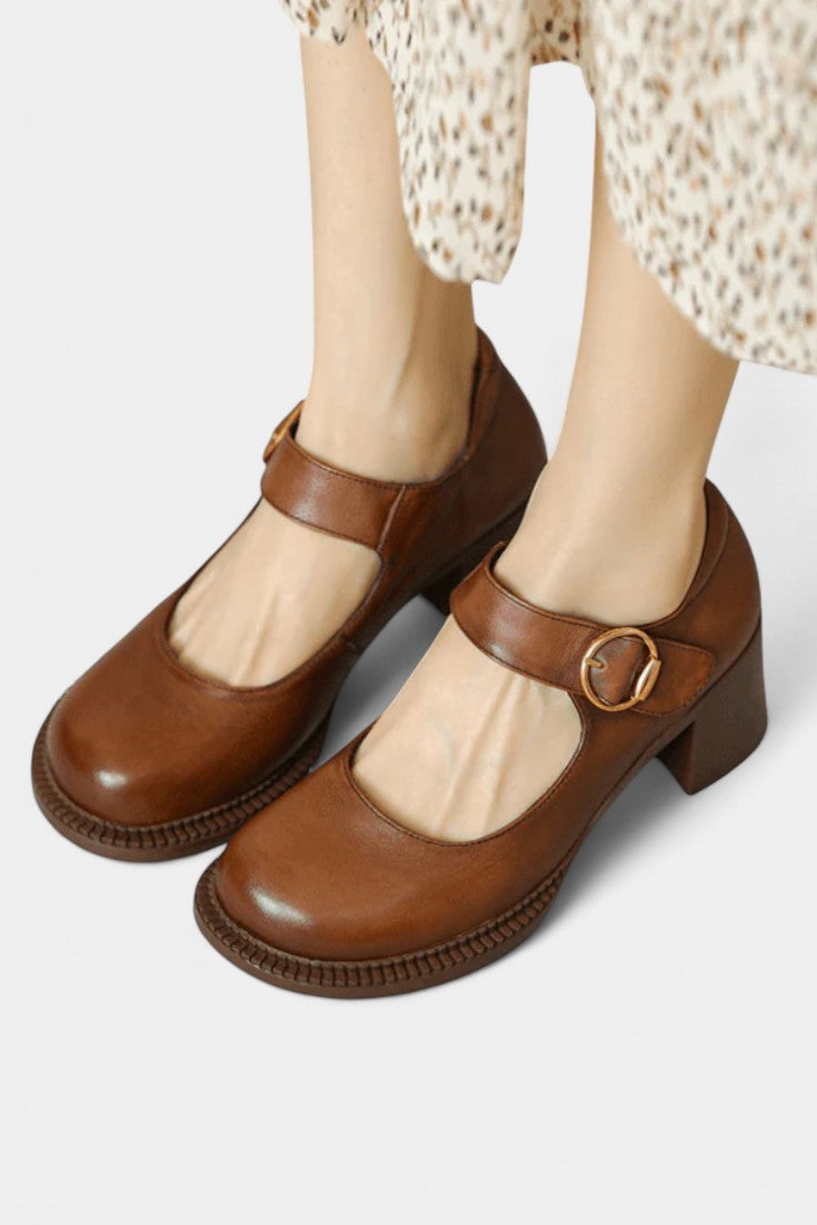 Agnes Zapatos Mary Janes de Cuero