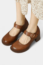 Agnes Zapatos Mary Janes de Cuero