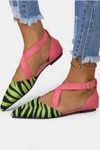 Fenna Loafers con Estampado de Cebra y Tiras Cruzadas