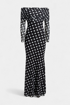 Elinda Vestido Largo Off-Shoulder de Lunares