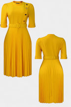Zandie Vestido con Pliegues y Botones Decorativos