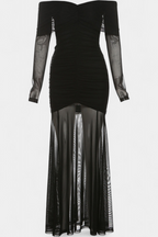 Cornella Vestido Maxi Strapless con Fruncidos Esculturales