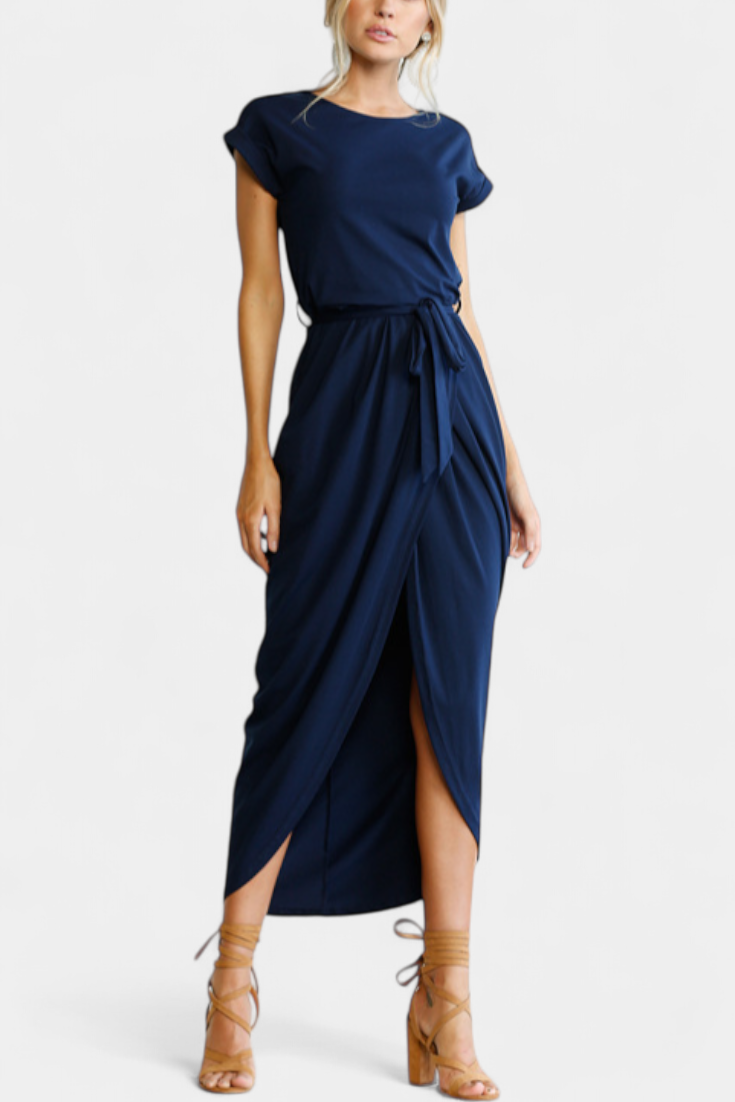Clarissa Vestido Midi Envolvente con Abertura Lateral