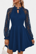 Jasella Vestido Mini de Encaje Floral con Mangas Largas