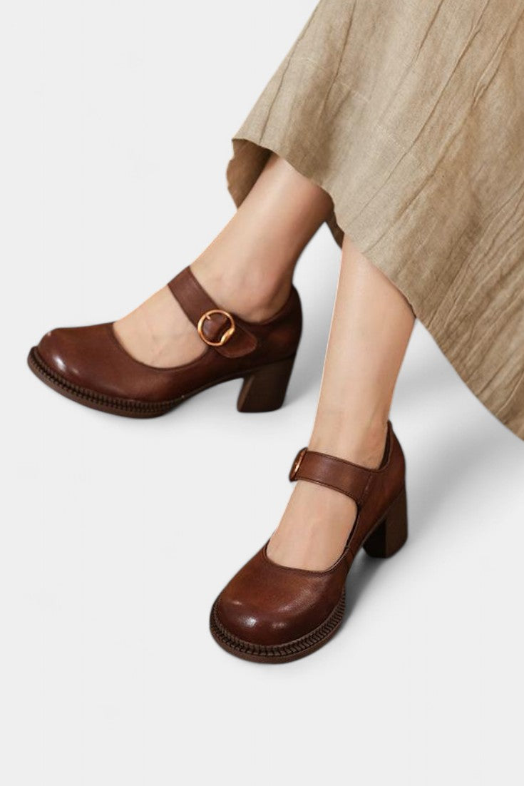 Agnes Zapatos Mary Janes de Cuero