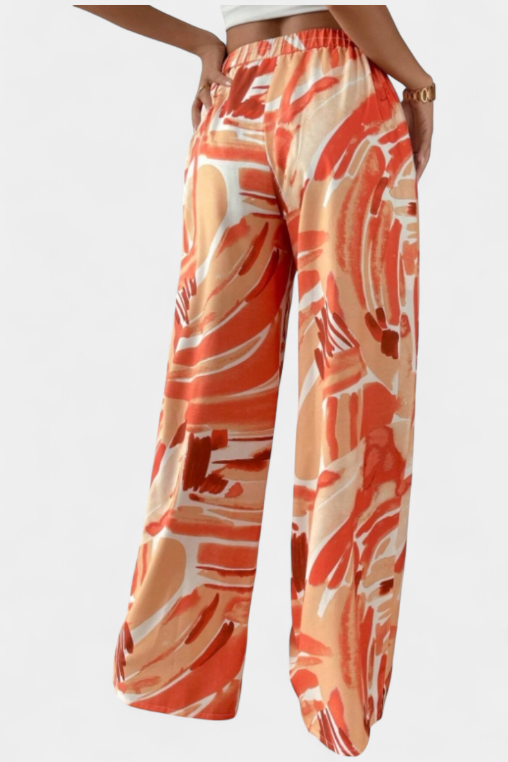 Senda Pantalón de Pierna Ancha con Estampado Abstracto