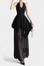 Hollis Vestido Largo con Escote Halter y Espalda Descubierta