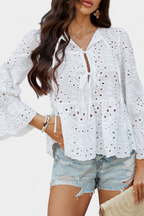 Kayden Blusa Bohemia de Encaje con Corte Fluido