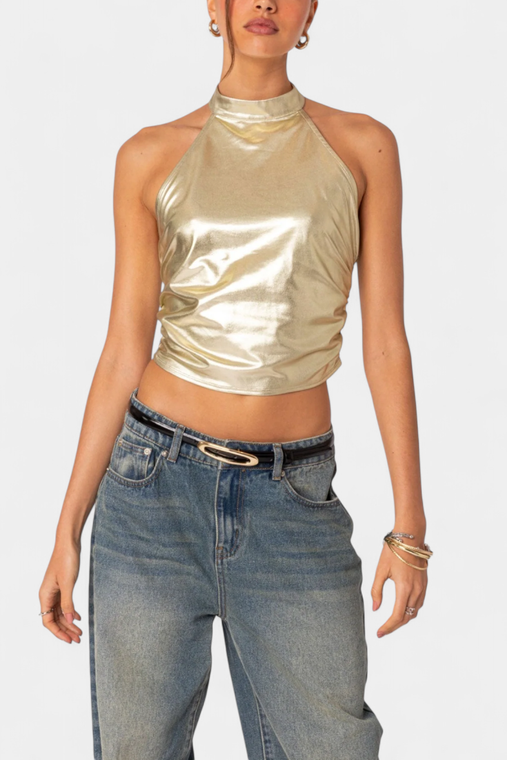 Anna Blusa Halter Metálico Karter
