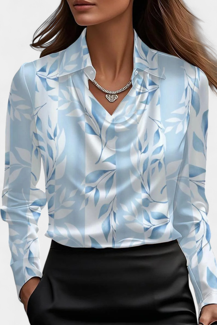Dilnaz Blusa Satinada con Escote en Cascada