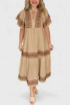 Allona Vestido Maxi Boho con Escote en V y Corte Relajado