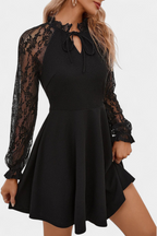 Jasella Vestido Mini de Encaje Floral con Mangas Largas